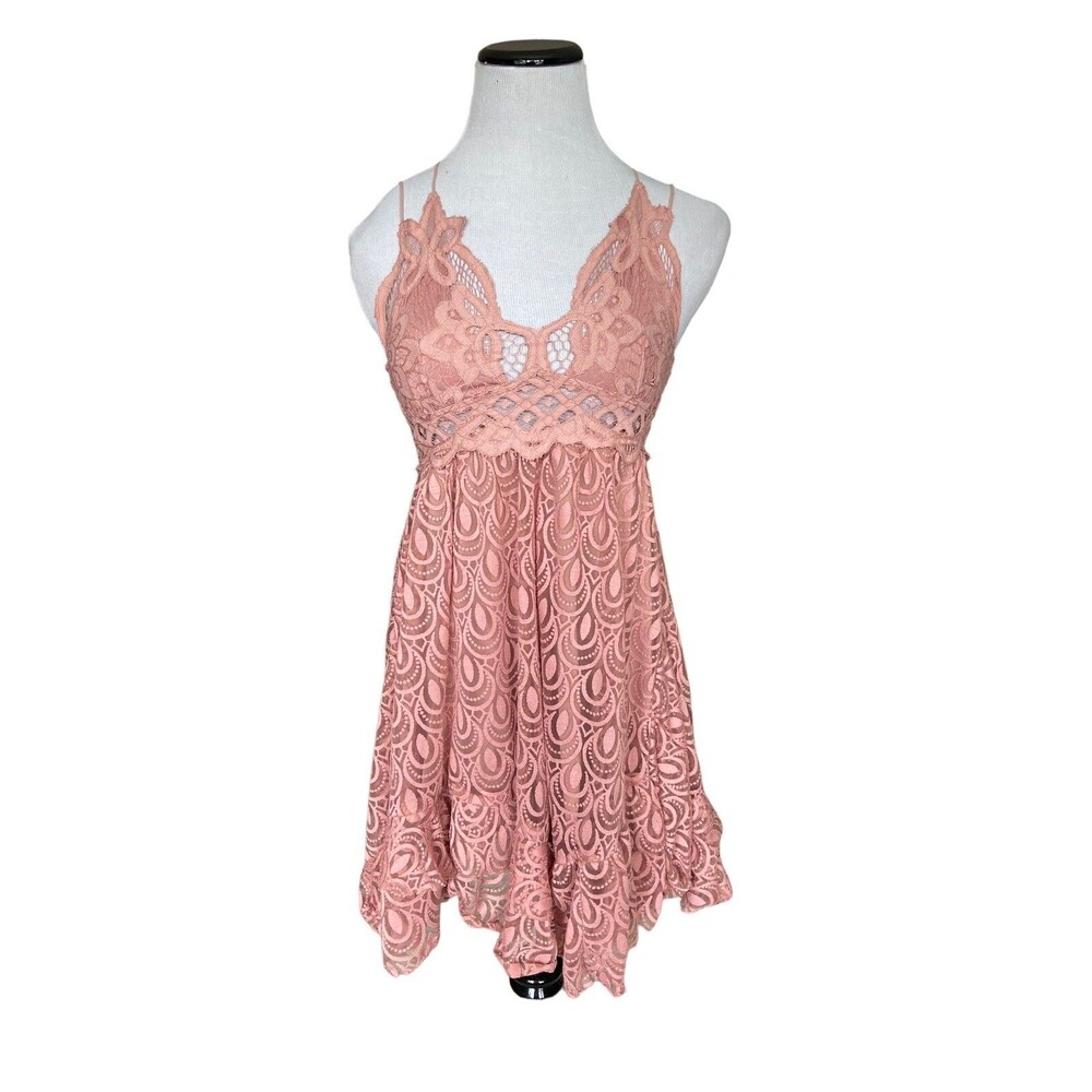 Free People FP One Womens Adella Burnout Slip Dress‎ Size XS Pink Fairy Coquette
